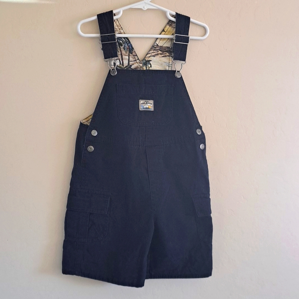 Vtg Y2k Dark Blue Navy Little Boy Bib Shortalls Overalls The Children's Place 4T